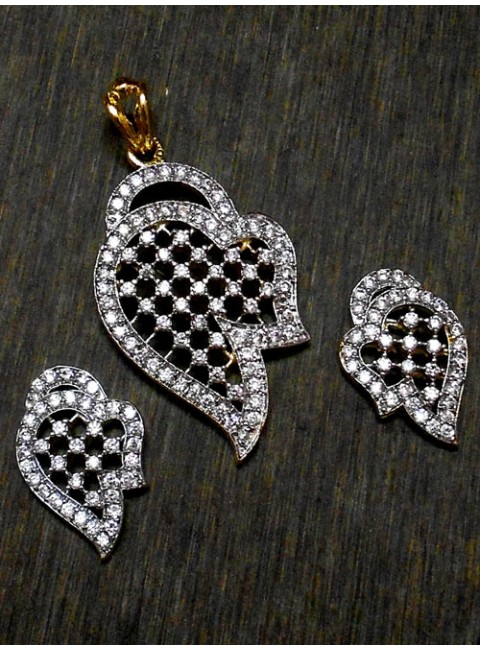 CZ Pendant With Earrings